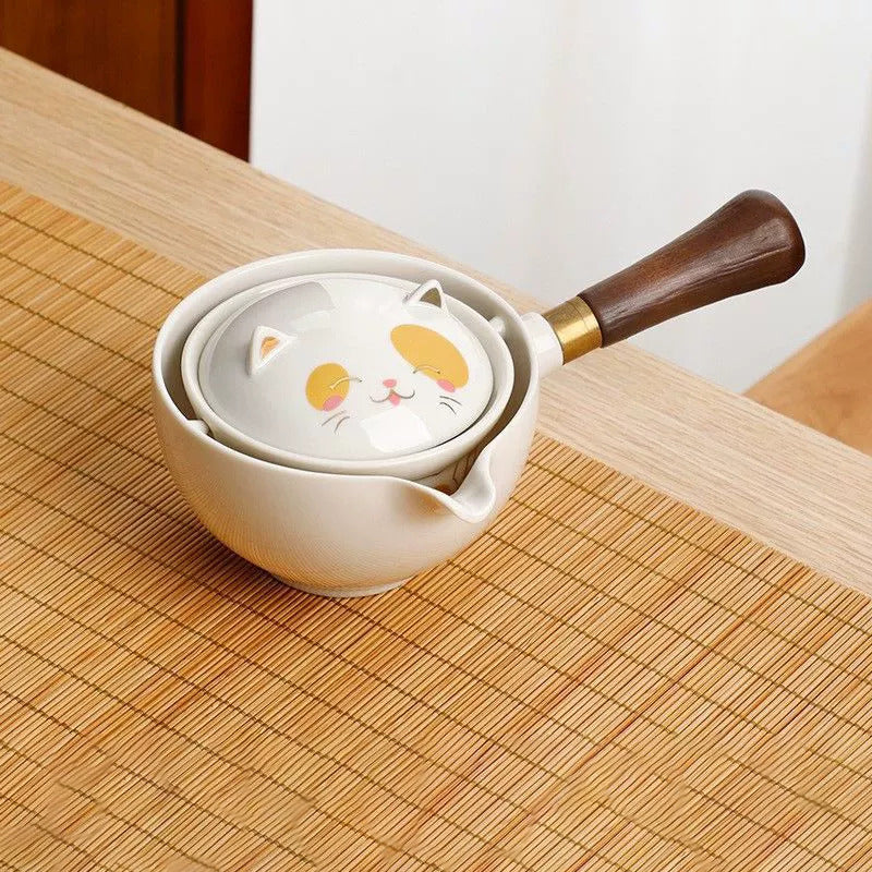Maneki Neko Lucky Cat Rotating Gongfu Tea Set