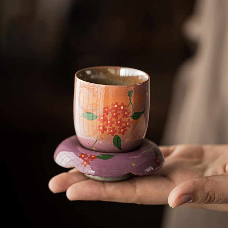 Hand-Painted Floral Ceramic Tea Cup