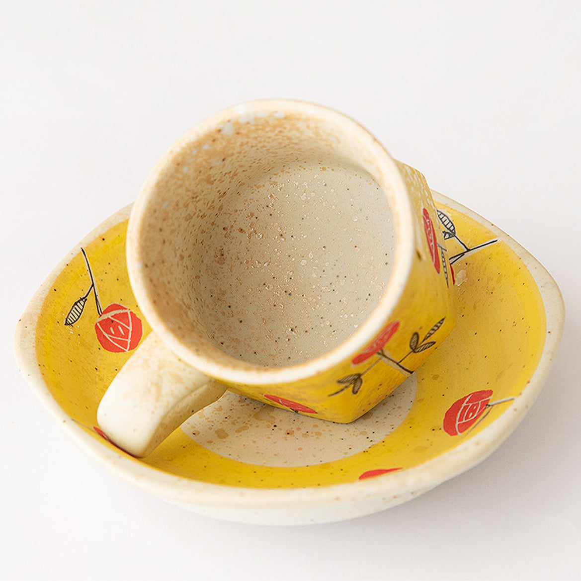 Hand-Painted Arita-Yaki Yellow Rose Cup & Saucer Set