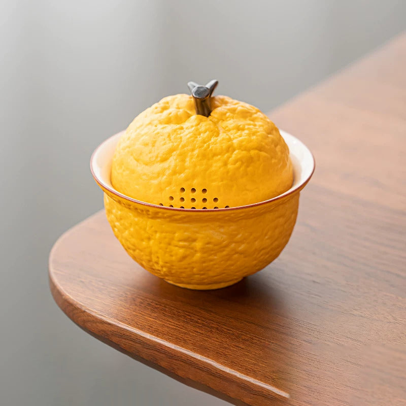 Chinese Tangerine Coarse Pottery Gongfu Teapot