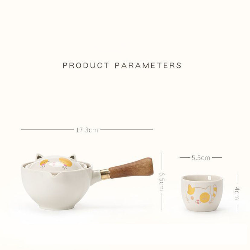Maneki Neko Lucky Cat Rotating Gongfu Tea Set