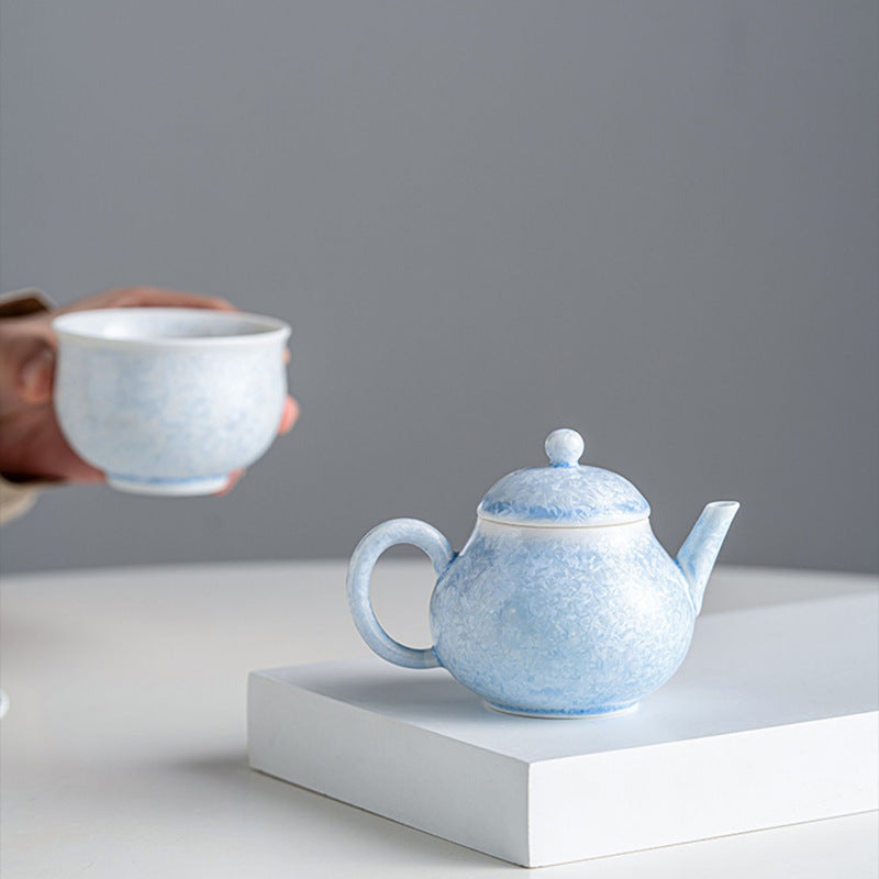 Chinese Sky Blue Kiln-Altered Crystalline Gongfu Tea Set